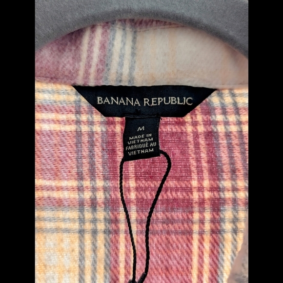Banana Republic Pink and Cream Plaid Jacket/Shacket NWOT - Picture 2 of 8